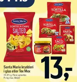 Føtex Santa Maria krydderi i glas eller Tex Mex tilbud