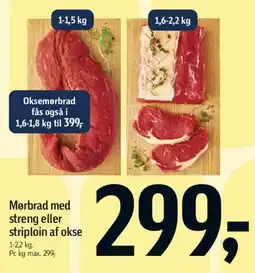 Føtex Mørbrad med streng eller striploin af okse tilbud