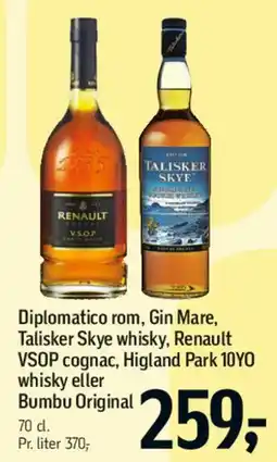 Føtex Diplomatico rom, Gin Mare, Talisker Skye whisky m.fl. tilbud