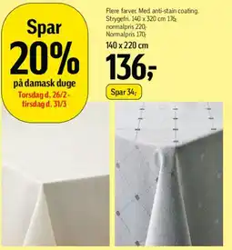 Føtex Damask duge tilbud