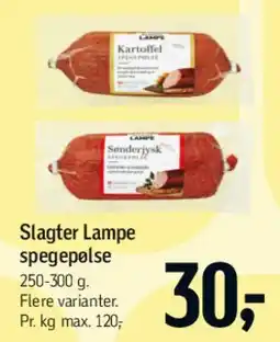 Føtex Slagter Lampe spegepølse tilbud