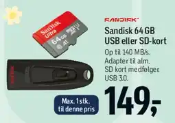 Føtex Sandisk 64 GB USB eller SD-kort tilbud
