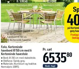 Føtex Kerteminde havebord Ø 150 cm med 6 Kerteminde havestole tilbud