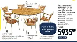 Føtex Kerteminde havebord Ø130 cm med 6 Kerteminde havestole (sandy grey) tilbud