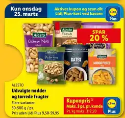 Lidl ALESTO Udvalgte nødder og tørrede frugter tilbud