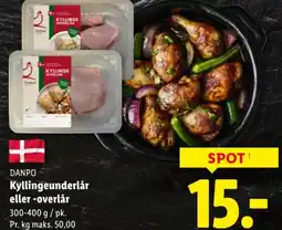 Lidl DANPO Kyllingeunderlår eller -overlår tilbud