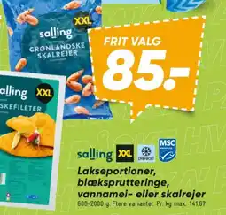 Bilka Lakseportioner, blæksprutteringe, vannamei- eller skalrejer tilbud