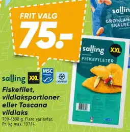 Bilka Fiskefilet, vildlaksportioner eller toscana vildlaks tilbud