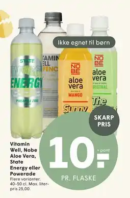 SPAR Vitamin Well, Nobe Aloe Vera, State Energy eller Powerade tilbud
