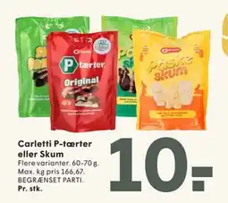 SPAR Carletti P-tærter eller Skum tilbud