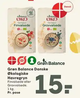 SPAR Grøn Balance Danske Økologiske Havregryn tilbud