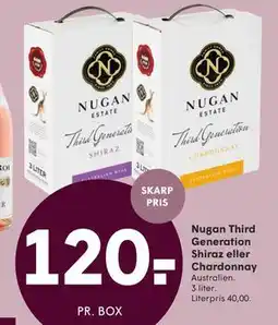 SPAR Nugan Third Generation Shiraz eller Chardonnay tilbud