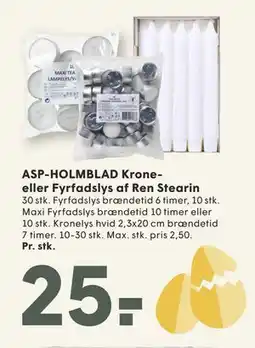 SPAR ASP-HOLMBLAD Krone- eller Fyrfadslys af Ren Stearin tilbud