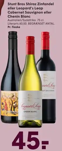 SPAR Stunt Bros Shiraz Zinfandel eller Leopard’s Leap Cabernet Sauvignon eller Chenin Blanc tilbud