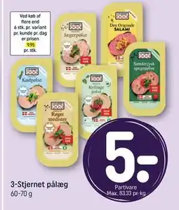 REMA 1000 3-Stjernet pålæg tilbud