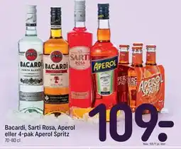 REMA 1000 Bacardi, Sarti Rosa, Aperol eller 4-pak Aperol Spritz tilbud