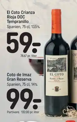 REMA 1000 El Coto Crianza Rioja DOC Tempranillo tilbud