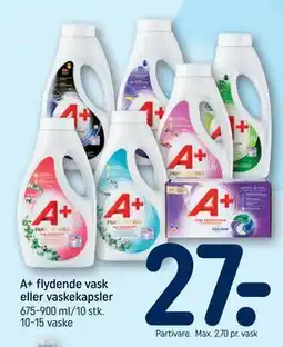 REMA 1000 A+ flydende vask eller vaskekapsler tilbud