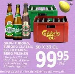 MENY GRØN TUBORG, TUBORG CLASSIC ELLER CARLSBERG PILSNER tilbud