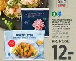 MENY FISKEFILETER MED SPRØD OVNKLAR PANERING ELLER GESTUS NORDATLANTISKE REJER tilbud