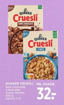 MENY QUAKER CRUESLI tilbud