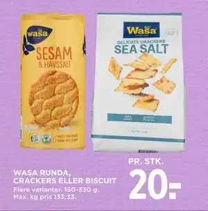 MENY WASA RUNDA, CRACKERS ELLER BISCUIT tilbud