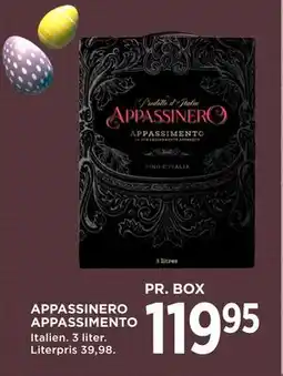 MENY APPASSINERO APPASSIMENTO tilbud