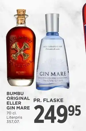 MENY BUMBU ORIGINAL ELLER GIN MARE tilbud