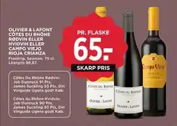 MENY OLIVIER & LAFONT CÔTES DU RHÔNE RØDVIN ELLER HVIDVIN ELLER CAMPO VIEJO RIOJA CRIANZA tilbud