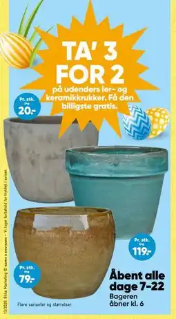 Bilka TA’ 3 FOR 2 på udendørs ler- og keramikkrukker tilbud