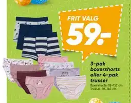 Bilka 3-pak boxershorts eller 4-pak trusser tilbud