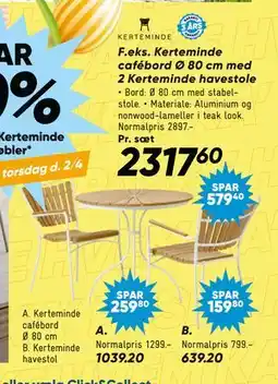 Bilka Kerteminde cafébord Ø 80 cm med 2 Kerteminde havestole tilbud