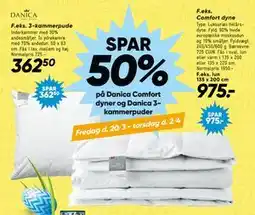 Bilka SPAR. 50% på Danica Comfort dyner og Danica 3kammerpuder tilbud
