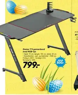 Bilka Game Y’S gamerbord med RGB-lys tilbud