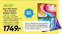 Bilka Acer PD3 Series - 15,6” bærbar dobbelt skærm tilbud