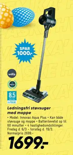 Bilka Ledningsfri støvsuger med moppe tilbud