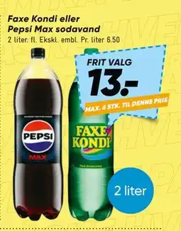 Bilka Faxe Kondi eller Pepsi Max sodavand tilbud