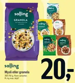 Føtex Mysli eller granola tilbud