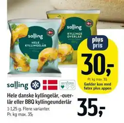 Føtex Hele danske kyllingelår, -overlår eller BBQ kyllingeunderlår tilbud