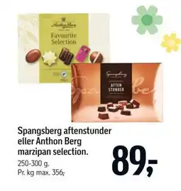 Føtex Spangsberg aftenstunder eller Anthon Berg marzipan selection tilbud