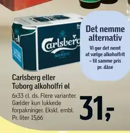 Føtex Carlsberg eller Tuborg alkoholfri øl tilbud