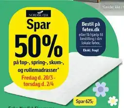 Føtex Spar 50% på top-, spring-, skum-, og rullemadrasser tilbud