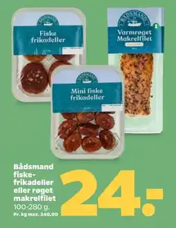 Netto Bådsmand fiskefrikadeller eller røget makrelfilet tilbud