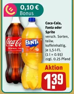 REWE DE Coca-Cola, Fanta oder Sprite, EUR 1.39 tilbud