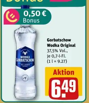 REWE DE Gorbatschow Wodka Original, EUR 6.49 tilbud
