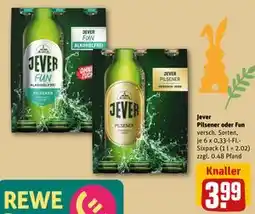 REWE DE Jever Pilsener oder Fun, EUR 3.99 tilbud