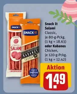 REWE DE Snack It Salami oder Kabanos, EUR 1.49 tilbud