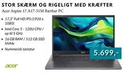 CBC Acer Aspire 17 A17-51M Bærbar PC tilbud