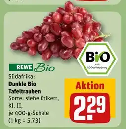 REWE DE Dunkle Bio Tafeltrauben, EUR 2.29 tilbud