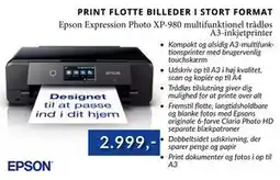 CBC Epson Expression Photo XP-980 multifunktionel trådløs A3-inkjetprinter tilbud